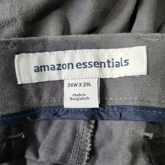 Amazon Essentials Men's Grey Classic-Fit Wrinkle-Resistant Pants Size 34 NWOT - Picture 7 of 12